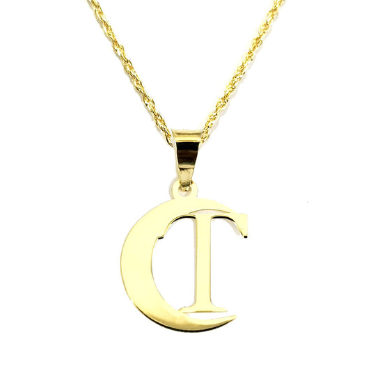 18K Pure Gold Halfmoon Letter T Design Necklace | Necklace | 18K Gold Jewelry