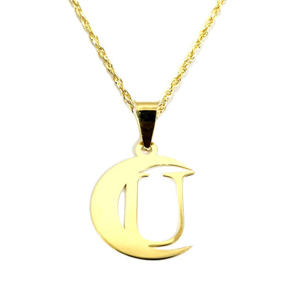 18K Pure Gold Halfmoon Letter U Design Necklace | Necklace | 18K Gold Jewelry