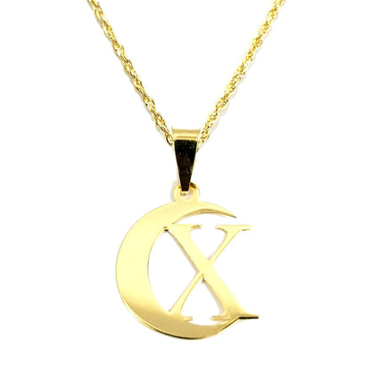 18K Pure Gold Halfmoon Letter X Design Necklace | Necklace | 18K Gold Jewelry