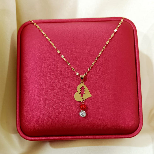 18K Pure Gold Heart w/ Swarski Design Necklace