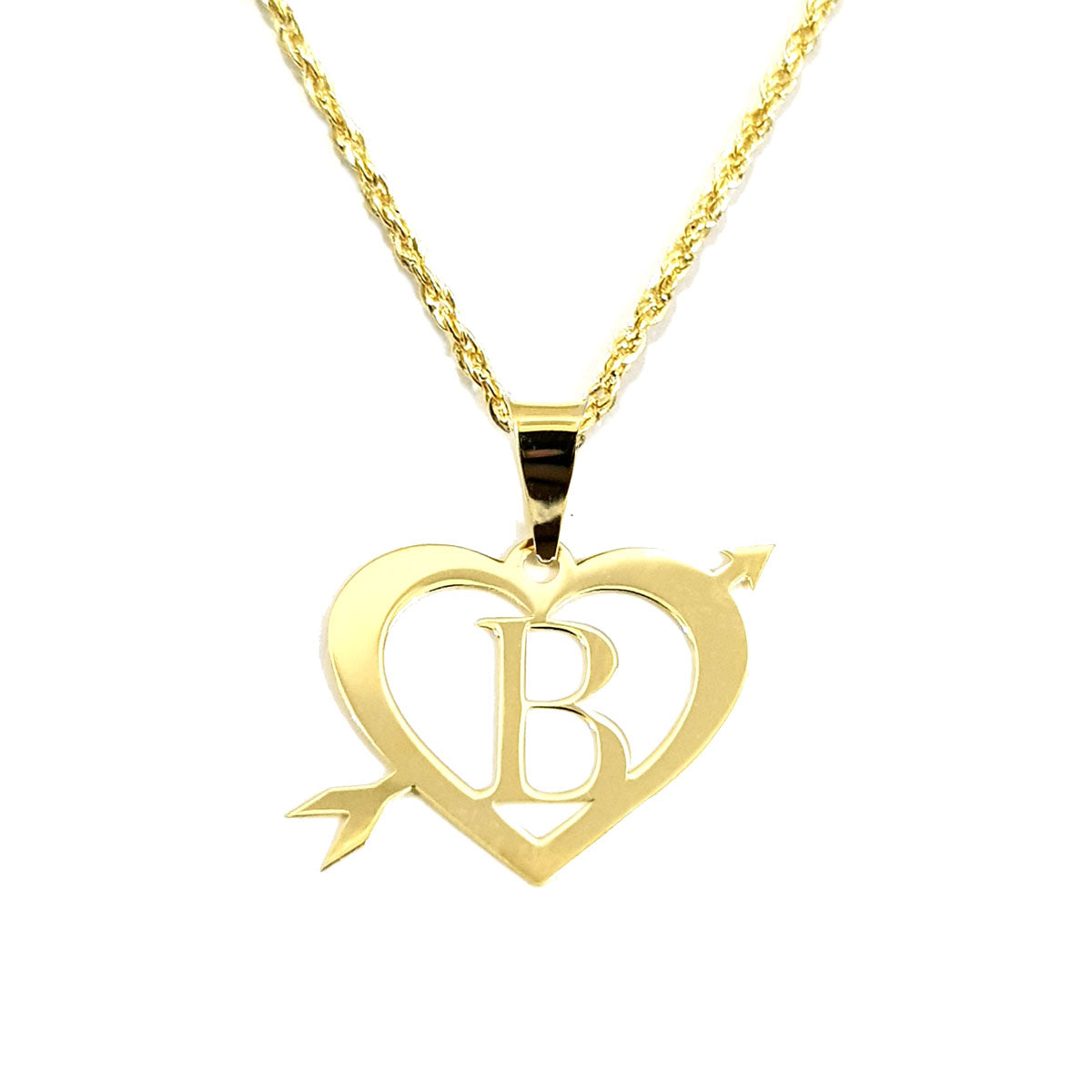 18K Pure Gold Heart Letter B Design Necklace | Necklace | 18K Gold Jewelry