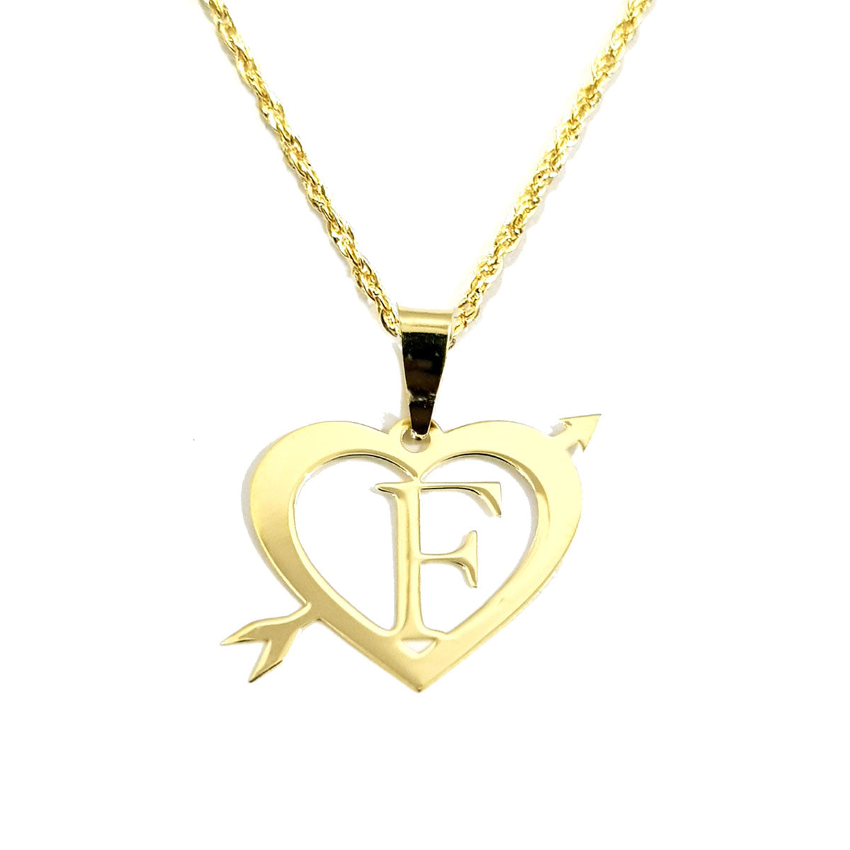 18K Pure Gold Heart Letter F Design Necklace | Necklace | 18K Gold Jewelry