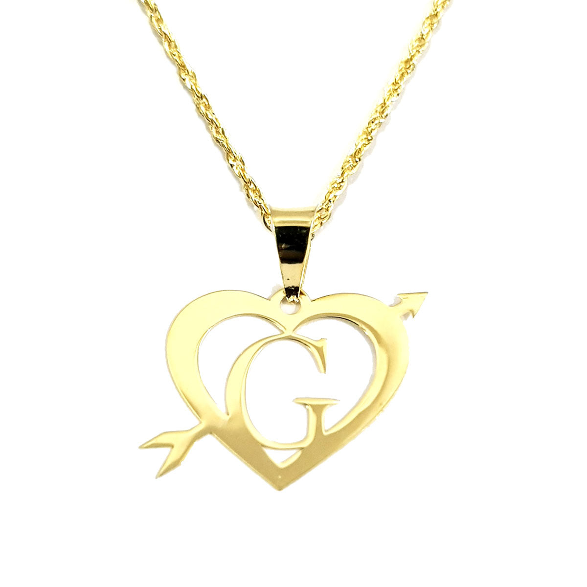 18K Pure Gold Heart Letter G Design Necklace | Necklace | 18K Gold Jewelry