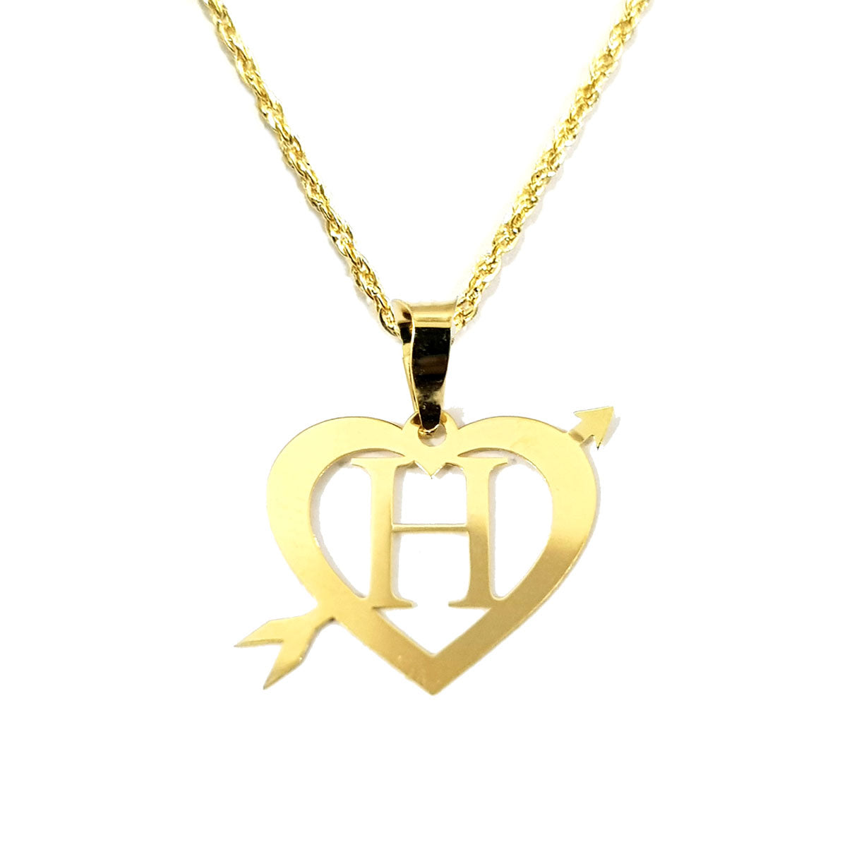18K Pure Gold Heart Letter H Design Necklace | Necklace | 18K Gold Jewelry