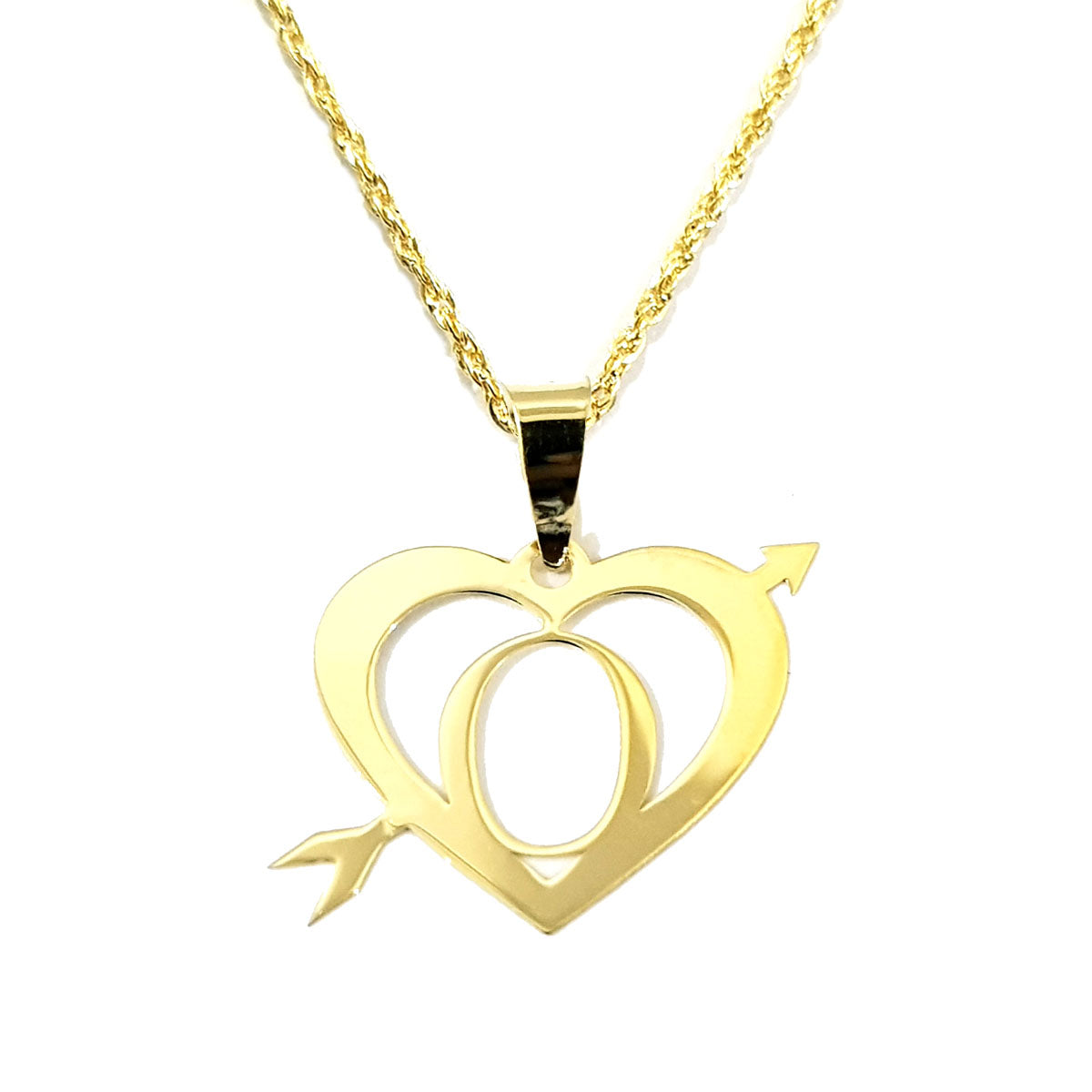 18K Pure Gold Heart Letter O Design Necklace | Necklace | 18K Gold Jewelry
