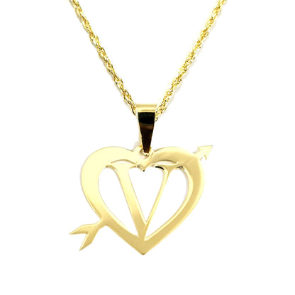 18K Pure Gold Heart Letter V Design Necklace | Necklace | 18K Gold Jewelry
