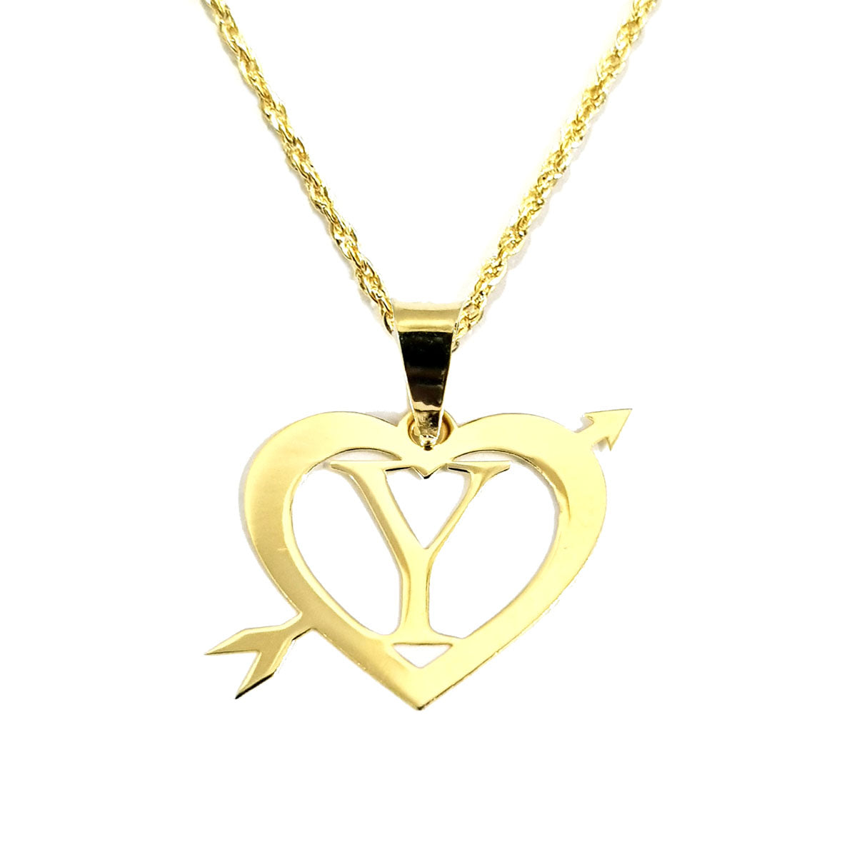 18K Pure Gold Heart Letter Y Design Necklace | Necklace | 18K Gold Jewelry