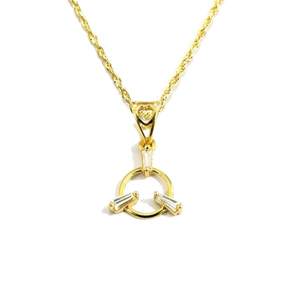 18K Pure Gold Ring w/ Zircon Stone Necklace | Necklace | 18K Gold Jewelry