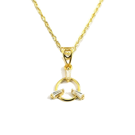18K Pure Gold Ring w/ Zircon Stone Necklace | Necklace | 18K Gold Jewelry