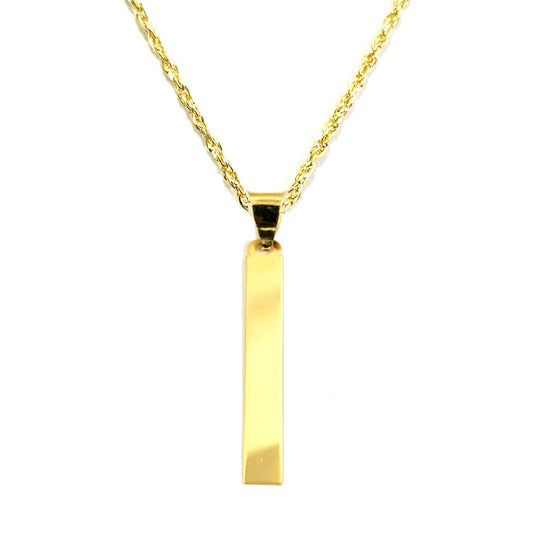 18K Pure Gold Flat Bar Design Necklace | Necklace | 18K Gold Jewelry