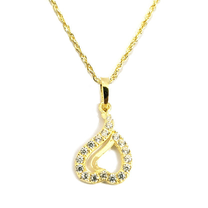 18K Pure Gold Heart With Zircon Stone Necklace | Necklace | 18K Gold Jewelry