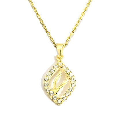 18K Pure Gold Elegant Design w/ Zircon stone Necklace | Necklace | 18K Gold Jewelry