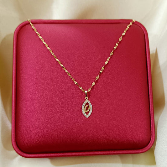 18K Pure Gold Elegant Design With Zircon Stone Necklace