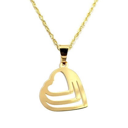 18K Pure Gold Triple Heart Design Necklace