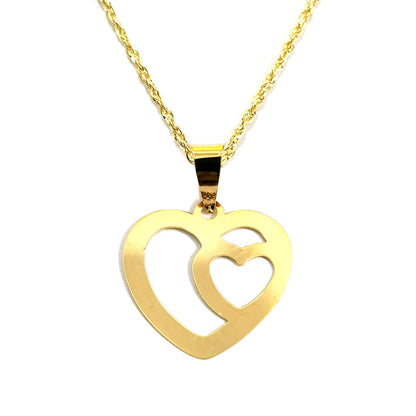 18K Pure Gold Double Heart Design Necklace | Necklace | 18K Gold Jewelry