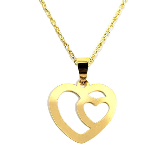 18K Pure Gold Double Heart Design Necklace | Necklace | 18K Gold Jewelry