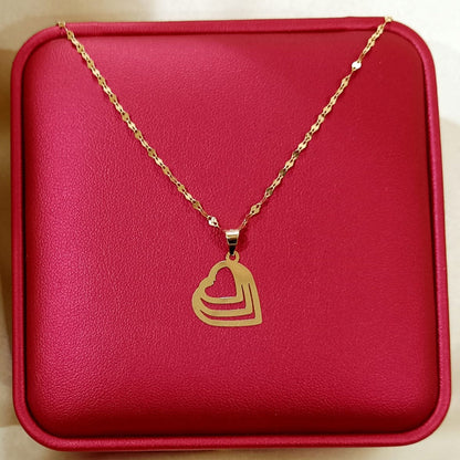 18K Pure Gold Triple Heart Design Necklace