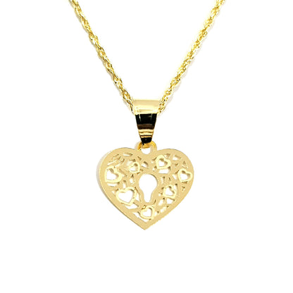 18K Pure Gold Heart Design Necklace