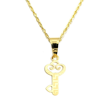18K Pure Gold Elegant Key Design Necklace