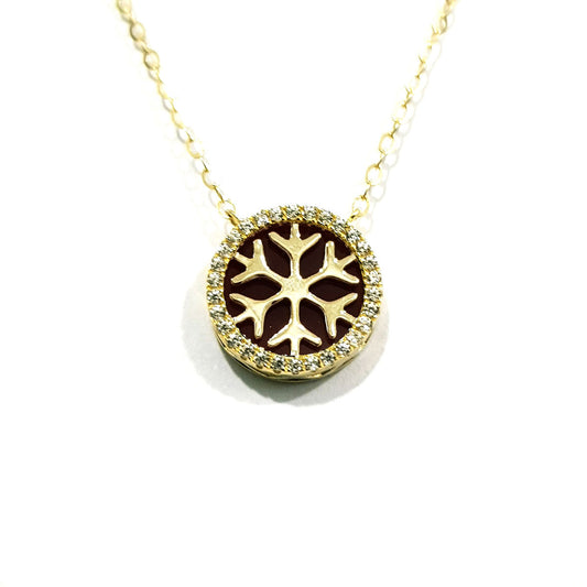 18K Pure Gold Snow Flakes Necklace