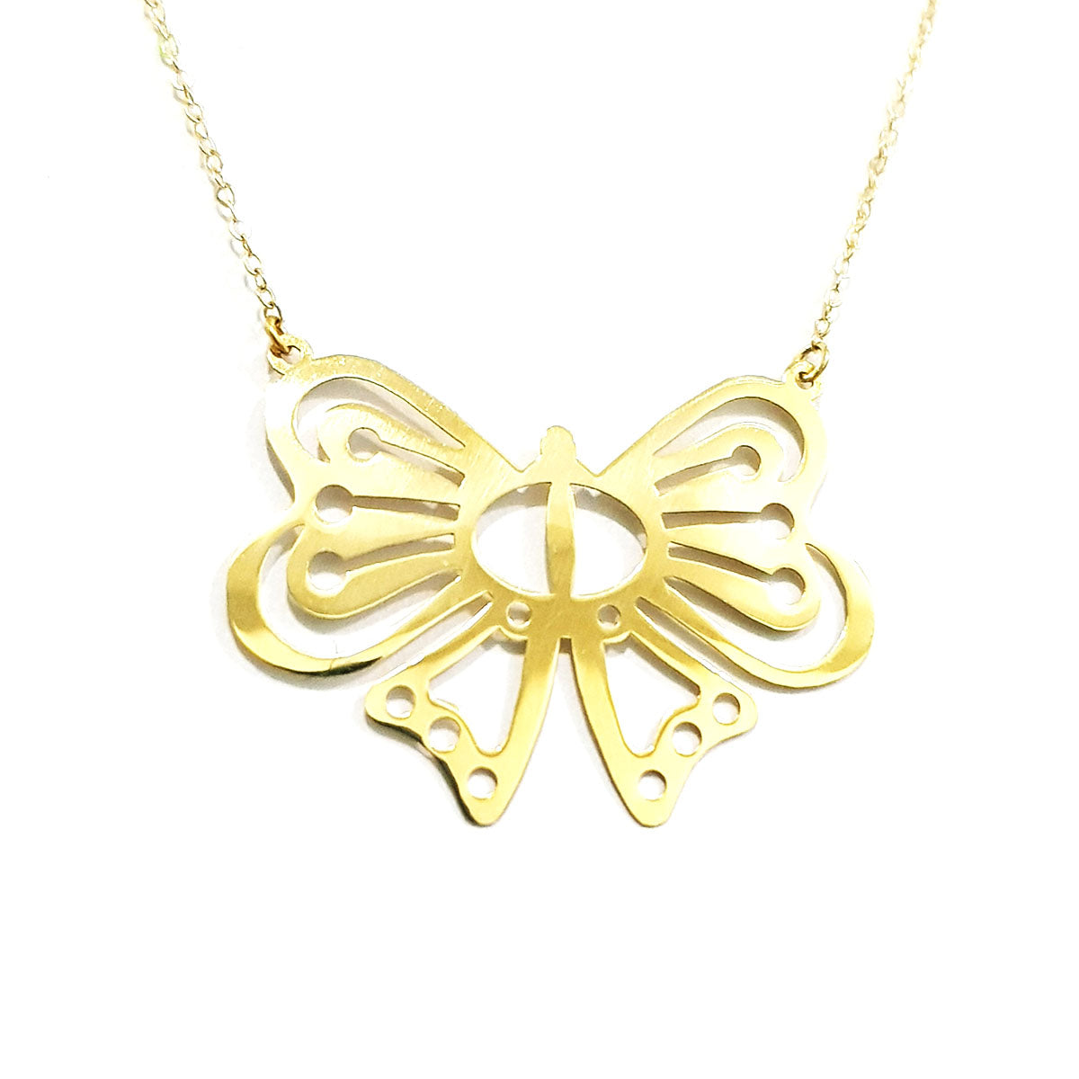 18K Pure Gold Butterfly Necklace