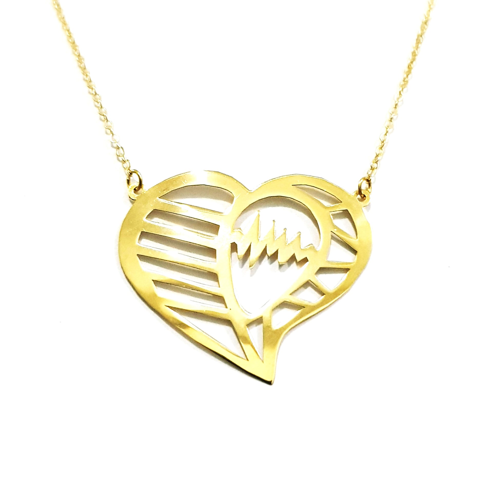 18K Pure Gold Heartbeat Necklace | Necklace | 18K Gold Jewelry