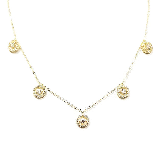 18K Pure Gold Round Design w/ Zircon Stone Necklace | Necklace | 18K Gold Jewelry