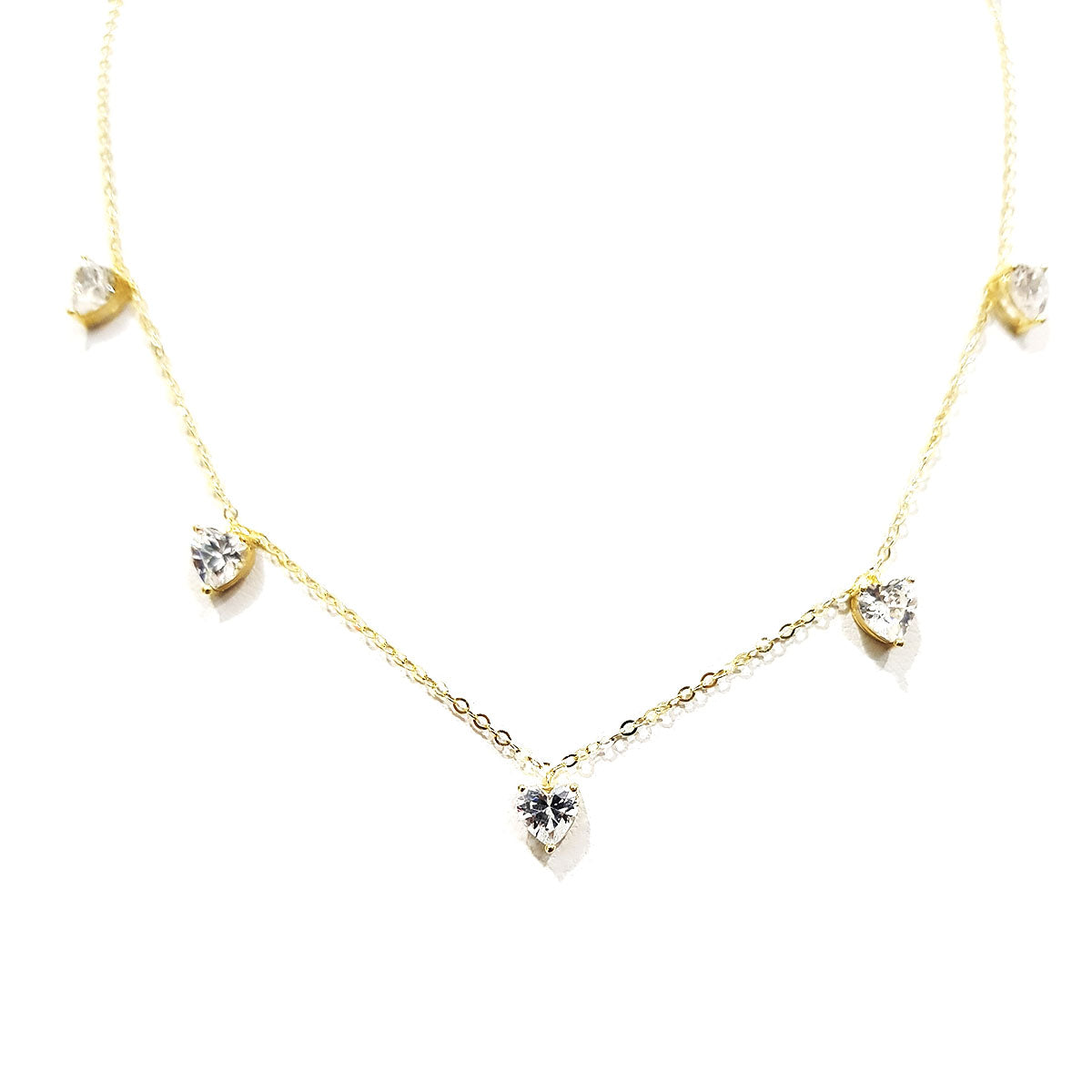 18K Pure Gold Heart Design w/ Zircon Stone Necklace | Necklace | 18K Gold Jewelry