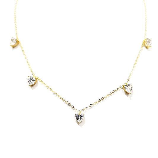 18K Pure Gold Heart Design w/ Zircon Stone Necklace | Necklace | 18K Gold Jewelry
