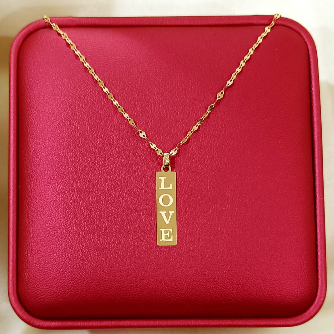 18K Pure Gold Flat Bar Necklace