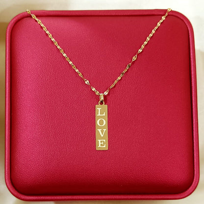 18K Pure Gold Flat Bar Necklace