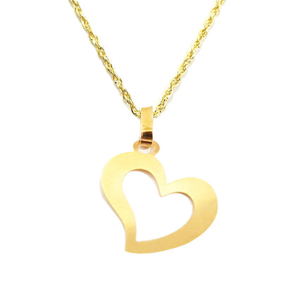 18K Pure Gold Heart Design Necklace
