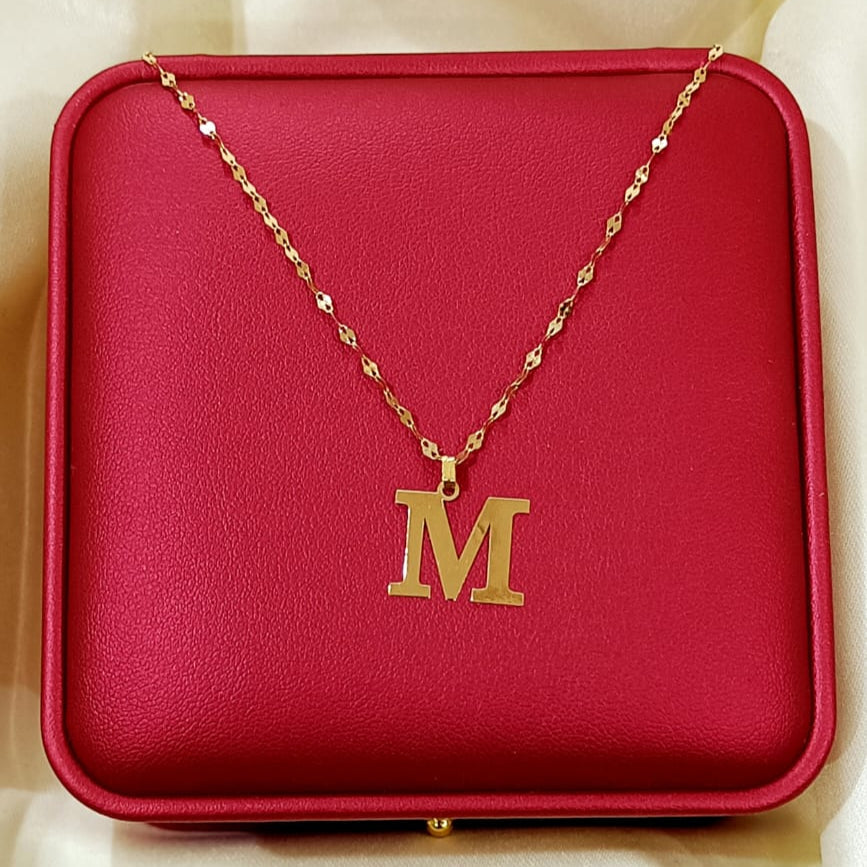 18K Pure Gold Letters Design Necklaces
