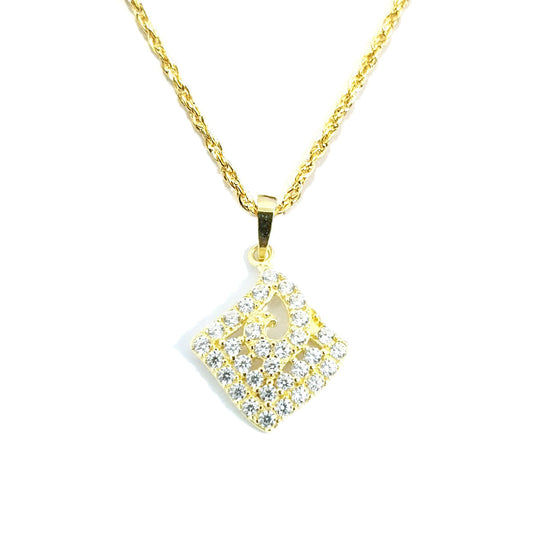 18K Pure Gold Zircon Stone Design Necklace | Necklace | 18K Gold Jewelry