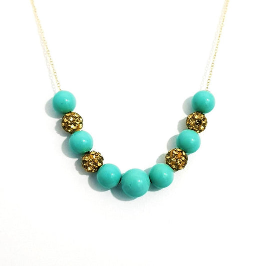 18K Pure Gold Beads and Swarski Necklace