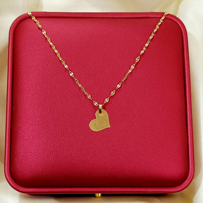 18K Pure Gold Heart Design Necklace