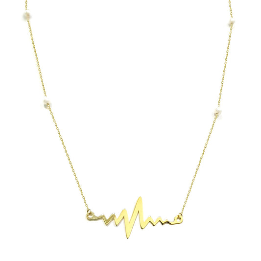 18K Pure Gold Heart Beat Design Necklace