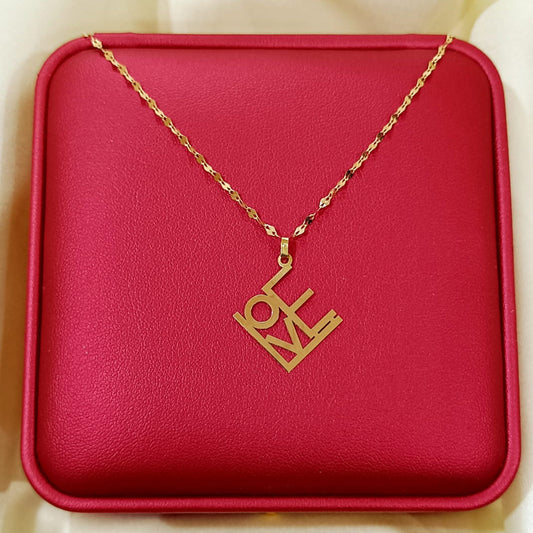 18K Pure Gold Love Design Pendant Necklace