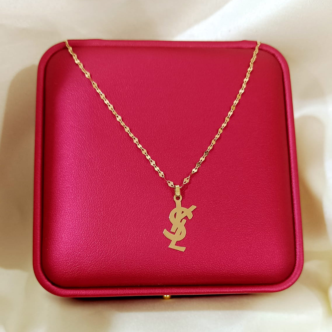 18K Pure Gold YSL Design Pendant Necklace