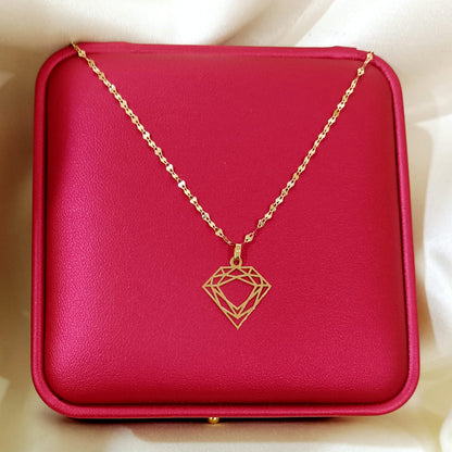 18K Pure Gold Diamond Design Pendant Necklace