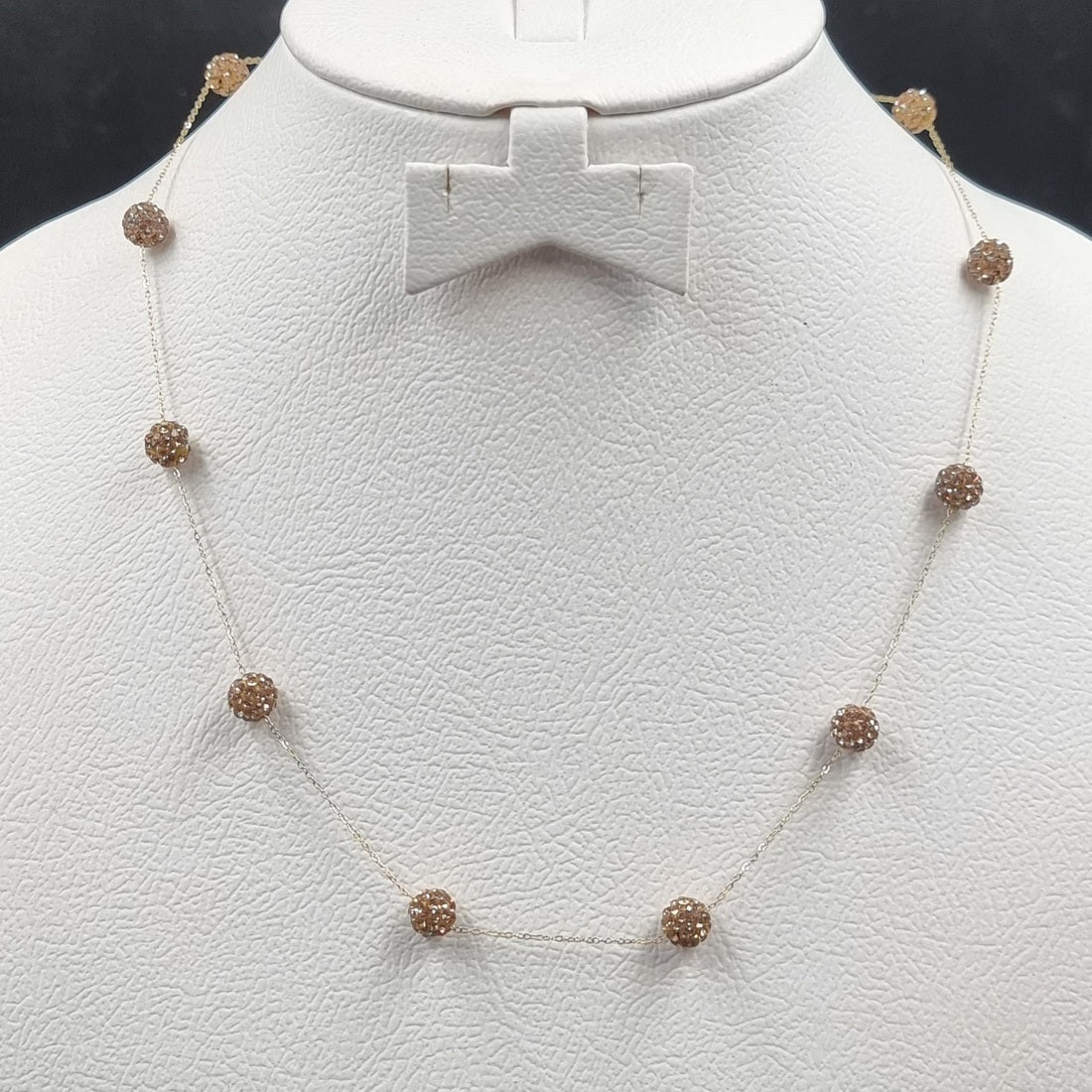 18K Pure Gold Crystal Gold Ball Necklace