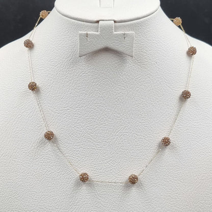 18K Pure Gold Crystal Gold Ball Necklace