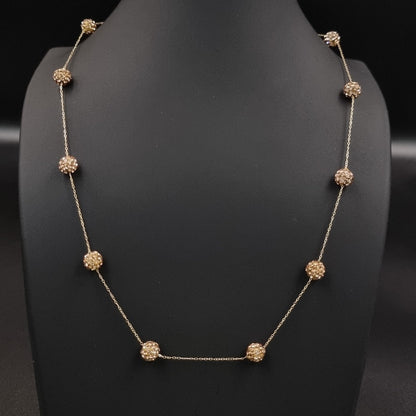 18K Pure Gold Crystal Gold Ball Necklace