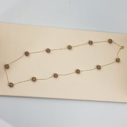 18K Pure Gold Crystal Gold Ball Necklace