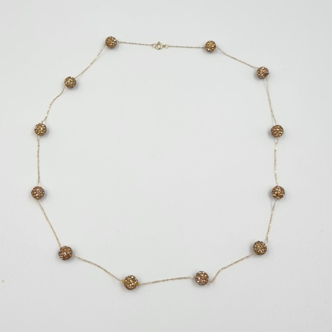 18K Pure Gold Crystal Gold Ball Necklace