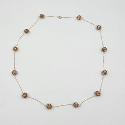 18K Pure Gold Crystal Gold Ball Necklace
