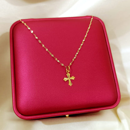 18K Pure Gold Cross Necklace