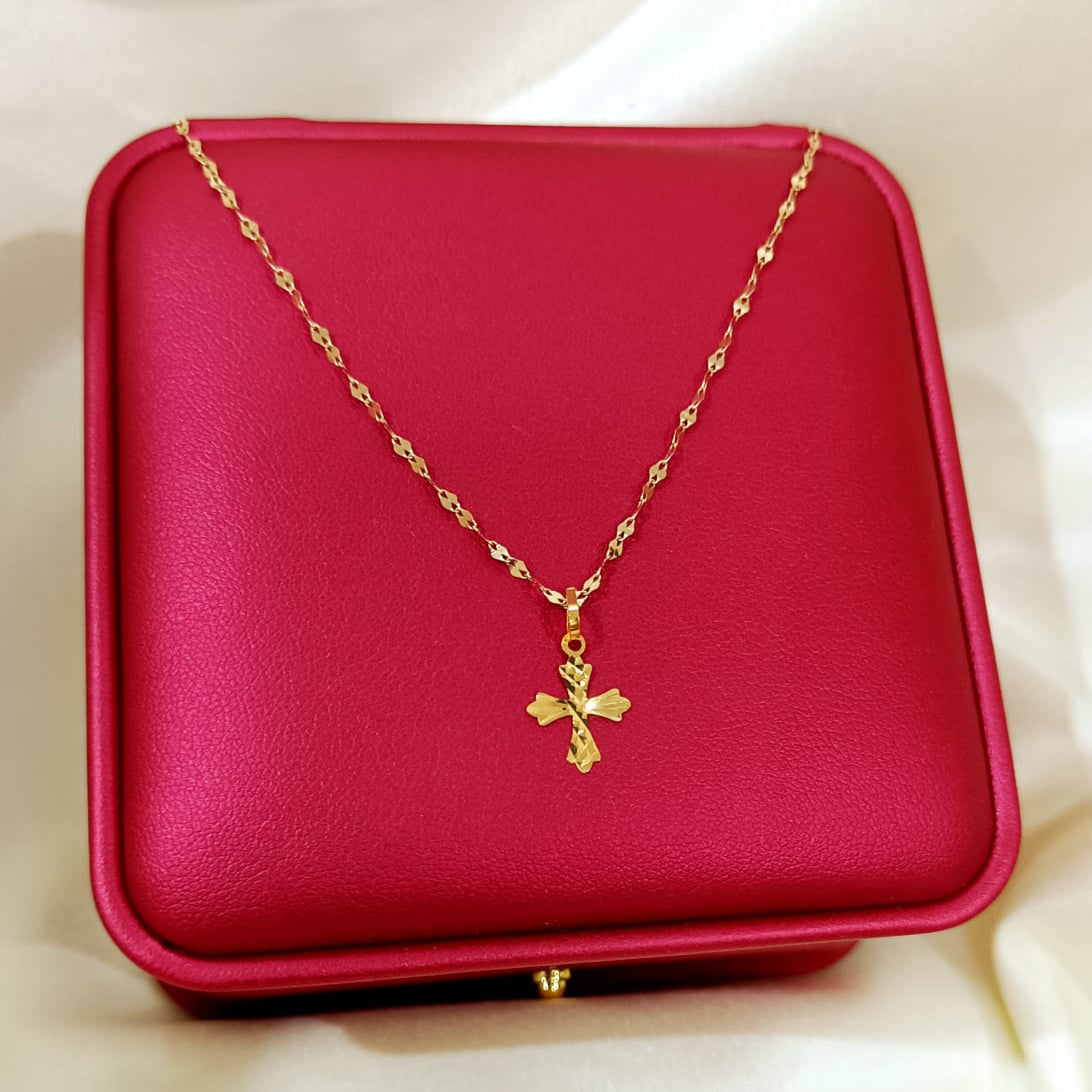 18K Pure Gold Cross Necklace