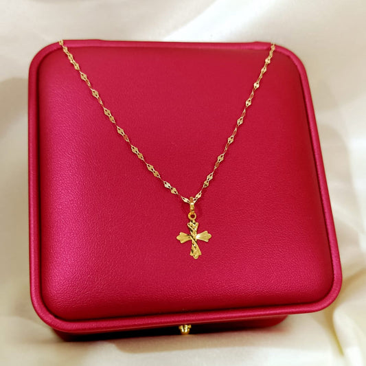 18K Pure Gold Cross Necklace