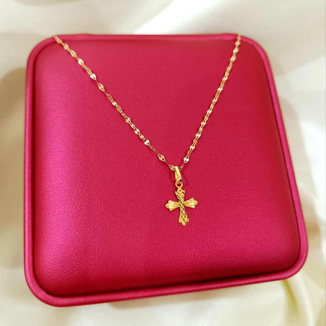 18K Pure Gold Cross Necklace